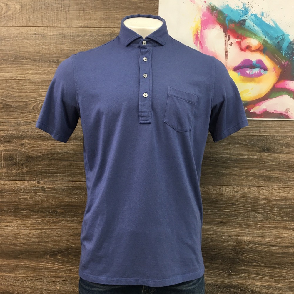 GREYSON Men's Blue Short‎ Sleeve Collared Pocket Polo Shirt Size L